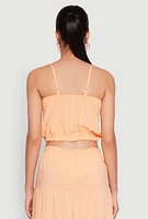 Womens Almost Famous Faux Button Cropped Cami, Orange,