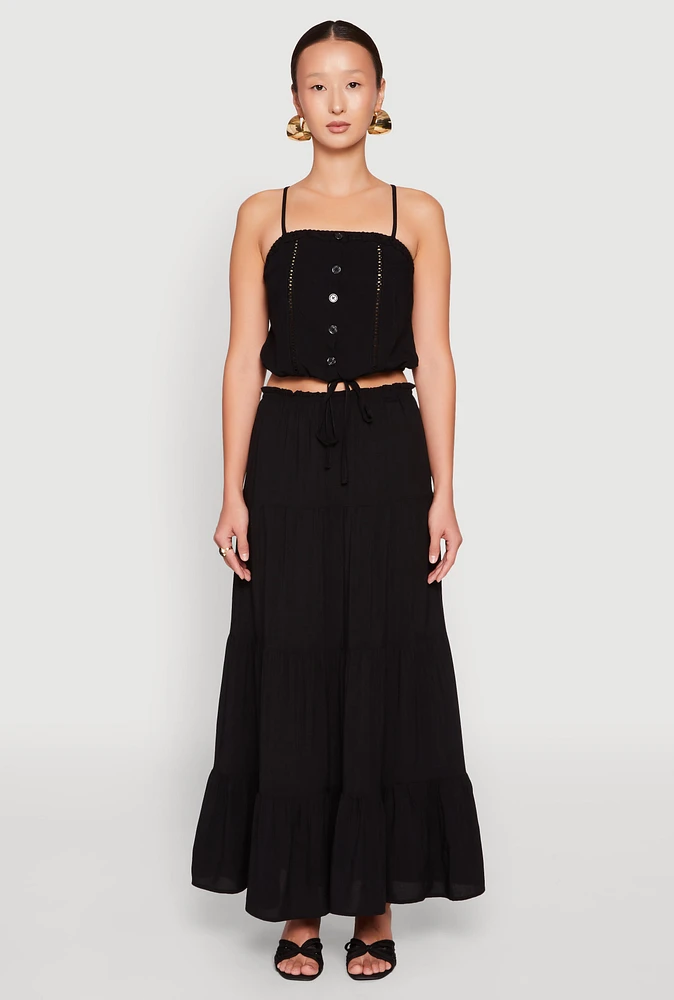 Womens Almost Famous High Waist Tiered Skirt, Black, Size M