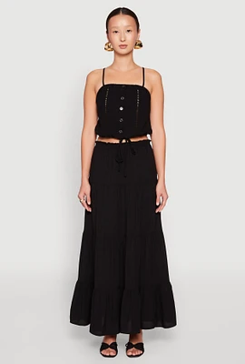Womens Almost Famous High Waist Tiered Skirt, Black, Size M