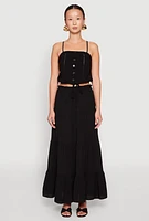 Womens Almost Famous High Waist Tiered Skirt, Black, Size M