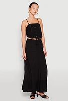 Womens Almost Famous High Waist Tiered Skirt, Black, Size M