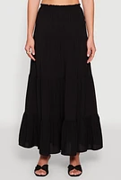 Womens Almost Famous High Waist Tiered Skirt, Black, Size M