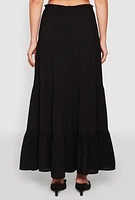 Womens Almost Famous High Waist Tiered Skirt, Black, Size M