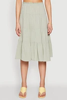 Womens Almost Famous High Waist Tiered Skirt, Green