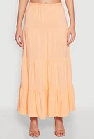 Womens Almost Famous High Waist Tiered Skirt, Orange,