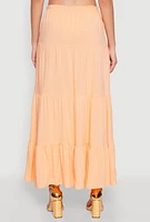 Womens Almost Famous High Waist Tiered Skirt, Orange,
