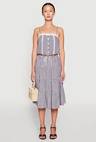 Womens Madden Girl Gingham Drawstring Hem Cropped Cami, Multi, Size S