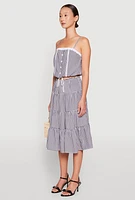Womens Madden Girl Gingham Drawstring Hem Cropped Cami, Multi, Size S