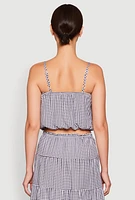 Womens Madden Girl Gingham Drawstring Hem Cropped Cami, Multi, Size S