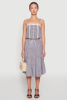 Womens Madden Girl Gingham Midi Tiered Skirt, Multi, Size M