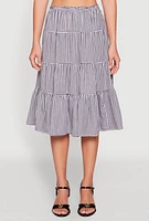 Womens Madden Girl Gingham Midi Tiered Skirt, Multi, Size M