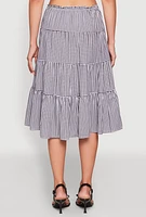 Womens Madden Girl Gingham Midi Tiered Skirt, Multi, Size M