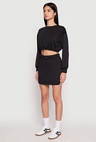 Womens Almost Famous Crew Neck Cropped Sweatshirt, Black, Size L