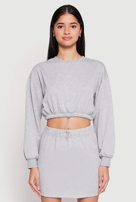 Womens Almost Famous Crew Neck Cropped Sweatshirt, Grey, Size S