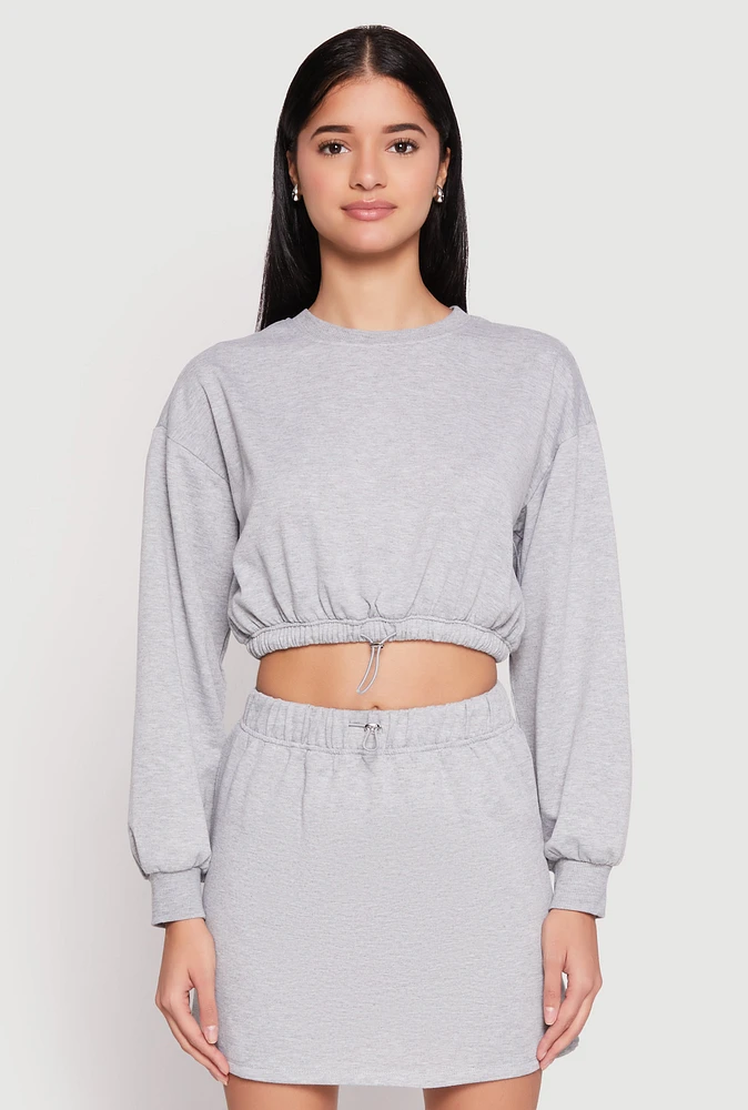 Womens Almost Famous Crew Neck Cropped Sweatshirt, Grey,