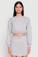 Womens Almost Famous Crew Neck Cropped Sweatshirt, Grey, Size M