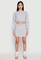 Womens Almost Famous Crew Neck Cropped Sweatshirt, Grey, Size M