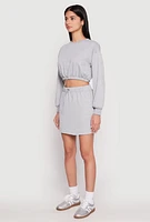 Womens Almost Famous Crew Neck Cropped Sweatshirt, Grey, Size M