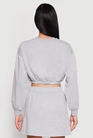 Womens Almost Famous Crew Neck Cropped Sweatshirt, Grey, Size M