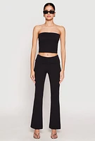 Womens Almost Famous Fold Over Cropped Tube Top, Black, Size M