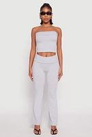 Womens Almost Famous Fold Over Cropped Tube Top, Grey, Size S