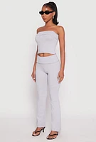 Womens Almost Famous Fold Over Cropped Tube Top, Grey, Size S