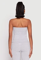 Womens Almost Famous Fold Over Cropped Tube Top, Grey, Size S