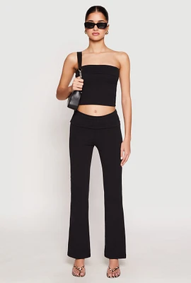 Womens Almost Famous Fold Over Waist Pants, Black, Size XL