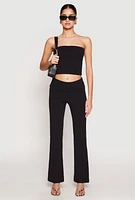 Womens Almost Famous Fold Over Waist Pants, Black, Size XL