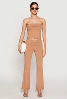 Womens Almost Famous Fold Over Waist Pants, Khaki, Size M