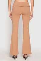 Womens Almost Famous Fold Over Waist Pants, Khaki, Size M