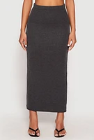 Womens Almost Famous Ribbed Knit Maxi Skirt, Grey, Size L