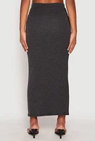 Womens Almost Famous Ribbed Knit Maxi Skirt, Grey, Size L