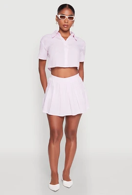 Womens Almost Famous Striped Seersucker Pleated Skirt, Pink, Size S