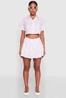 Womens Almost Famous Striped Seersucker Pleated Skirt, Pink, Size S