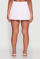 Womens Almost Famous Striped Seersucker Pleated Skirt, Pink, Size S