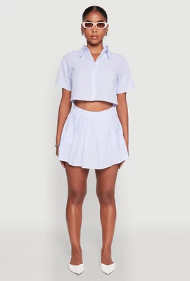 Womens Almost Famous Striped Seersucker Pleated Skirt,