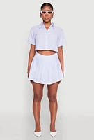 Womens Almost Famous Striped Seersucker Pleated Skirt,