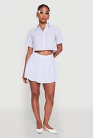 Womens Almost Famous Striped Seersucker Pleated Skirt,