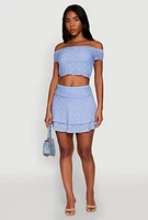 Womens Madden Girl Ruched Lace Tiered Skirt, Blue, Size M