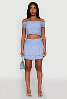 Womens Madden Girl Ruched Lace Tiered Skirt, Blue, Size M