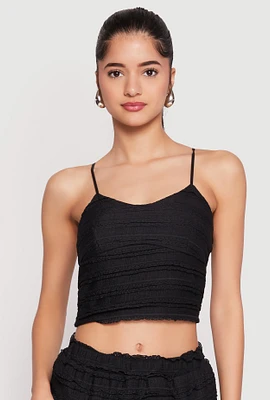 Womens Almost Famous Tiered Cropped Cami, Black, Size XL