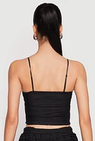 Womens Almost Famous Tiered Cropped Cami, Black, Size XL