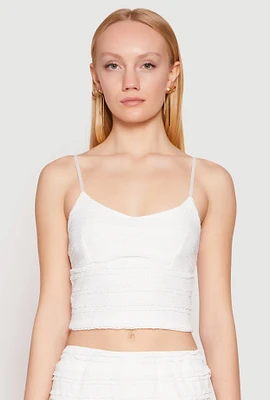Womens Almost Famous Tiered Cropped Cami, White, Size XL