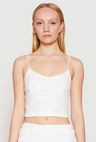 Womens Almost Famous Tiered Cropped Cami, White, Size XL