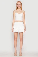 Womens Almost Famous Tiered Cropped Cami, White, Size XL