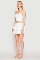 Womens Almost Famous Tiered Cropped Cami, White, Size XL