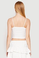 Womens Almost Famous Tiered Cropped Cami, White, Size XL