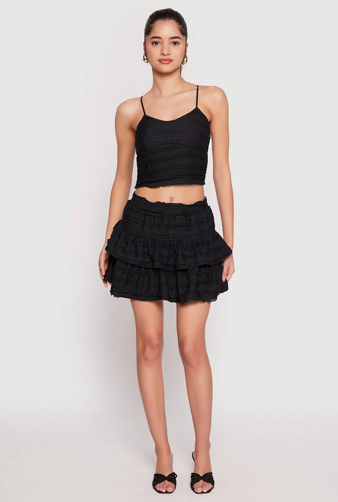 Womens Almost Famous Tiered Mini Skirt, Black, Size M