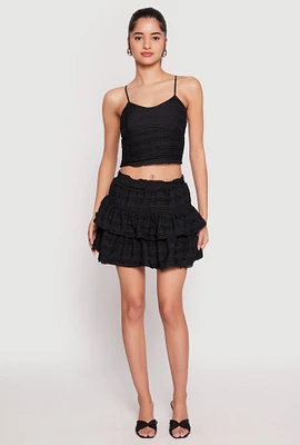 Womens Almost Famous Tiered Mini Skirt, Black, Size M